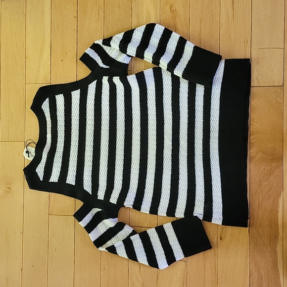 Rag & Bone Tracey Crew Striped cold shoulder pullover top sz S - Picture 5 of 7